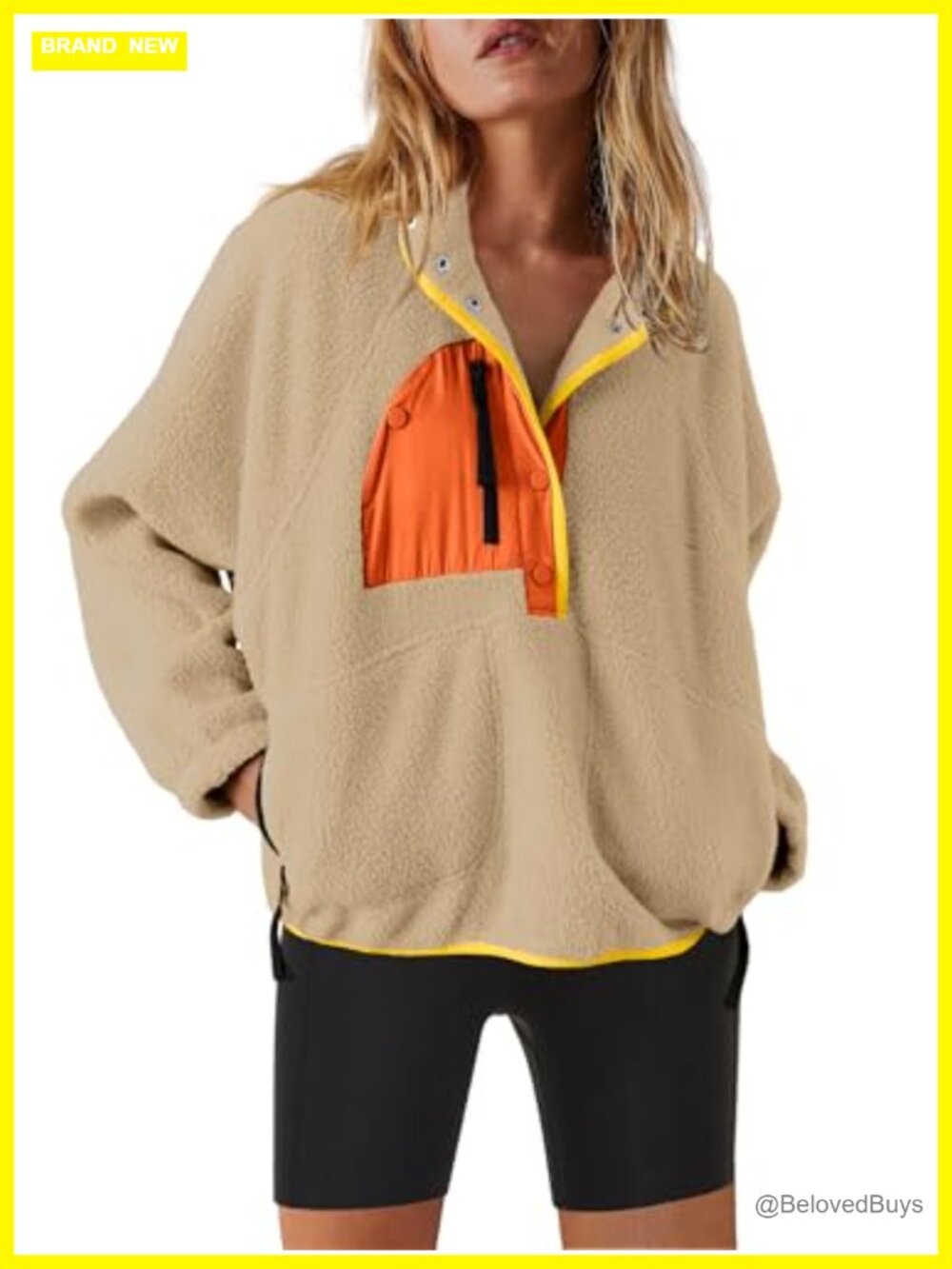 Womens Fleece Quarter Zip Sherpa Pullover Jacket Fuzzy Sweatshirt